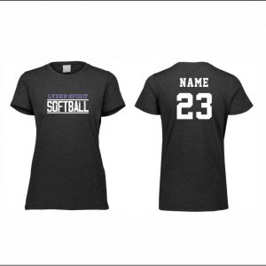 Lyons Spirit Softball - 5. Ladies Short Sleeve Tri-Blend Shirt (Black Heather)