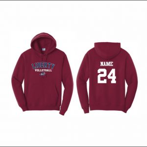 Liberty Volleyball - 13. Hooded Sweatshirt (Cardinal)