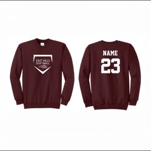 East Hills Softball  - 11. Crewneck Sweatshirt (Maroon)