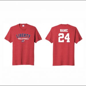 Liberty Volleyball - 9. Short Sleeve Soft T-Shirt (Cardinal Heather)