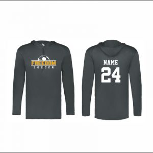 Freedom Boys Soccer - 12. Long Sleeve Hooded Performance Shirt (Charcoal)