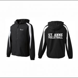 St. Anne Volleyball - 10. Fleece Lined Lightweight Hooded Jacket (Black/White)