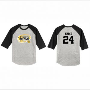 BTAA Softball - 27. Raglan 3/4 Sleeve Baseball Shirt (Gray/Black)