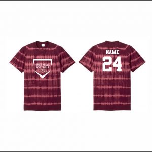 East Hills Softball  - 10. Short Sleeve Cotton Tie-Dye (Maroon)