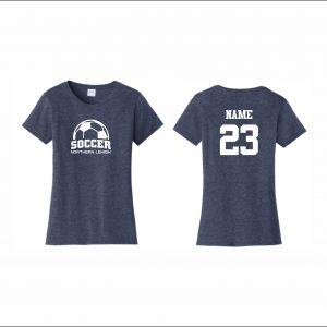 NLYAA Soccer - 6. Ladies Short Sleeve T-Shirt (Navy Heather)