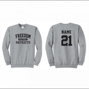 Freedom Boys Volleyball - 27. Crewneck Sweatshirt (Gray - Logo #2)
