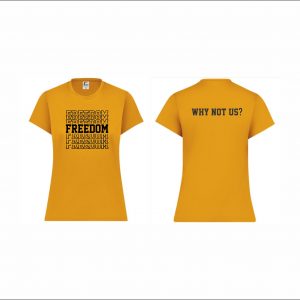 Freedom Cheerleading- 1. Ladies Short Sleeve Performance Crew Neck Shirt (Gold)