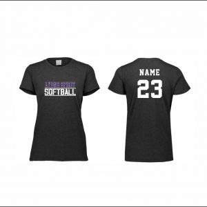 Lyons Spirit Softball - 5. Ladies Short Sleeve Tri-Blend Shirt (Black Heather)