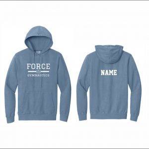Force Gymnastics - 6. Beach Wash Garment Dyed Hooded Sweatshirt (Denim Blue - Logo #1)