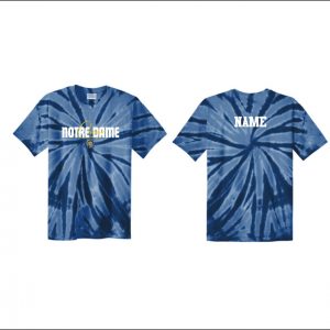 Notre Dame Cheer -35. Short Sleeve Tie-Dye Cotton T-Shirt (Navy)
