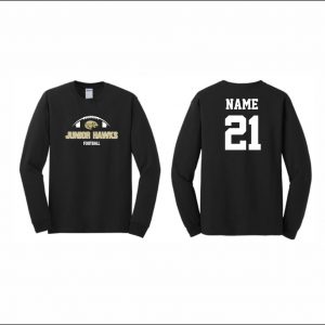 Junior Hawks Football - 5. Long Sleeve Cotton T-Shirt (black)