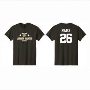 Junior Hawks Football - 1. Short Sleeve Cotton T-Shirt (brown)