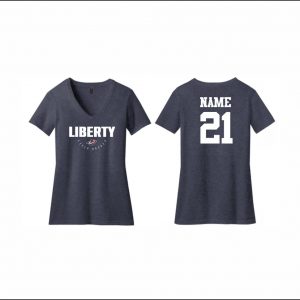 Liberty Field Hockey - 10. Ladies Short Sleeve V-Neck (Navy Heather)