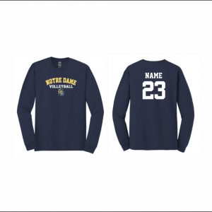 Notre Dame Volleyball - 5. Long Sleeve Cotton T-Shirt (Navy)
