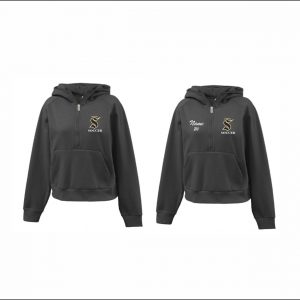 Berks Saints Soccer - 17. Ladies Pullover 1/4 Zip Hooded Sweatshirt (Black)