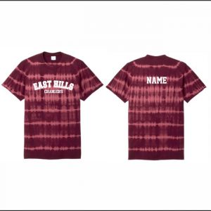 East Hills Band - 6. Short Sleeve Striped Tie-Dye (Maroon/Burgundy)